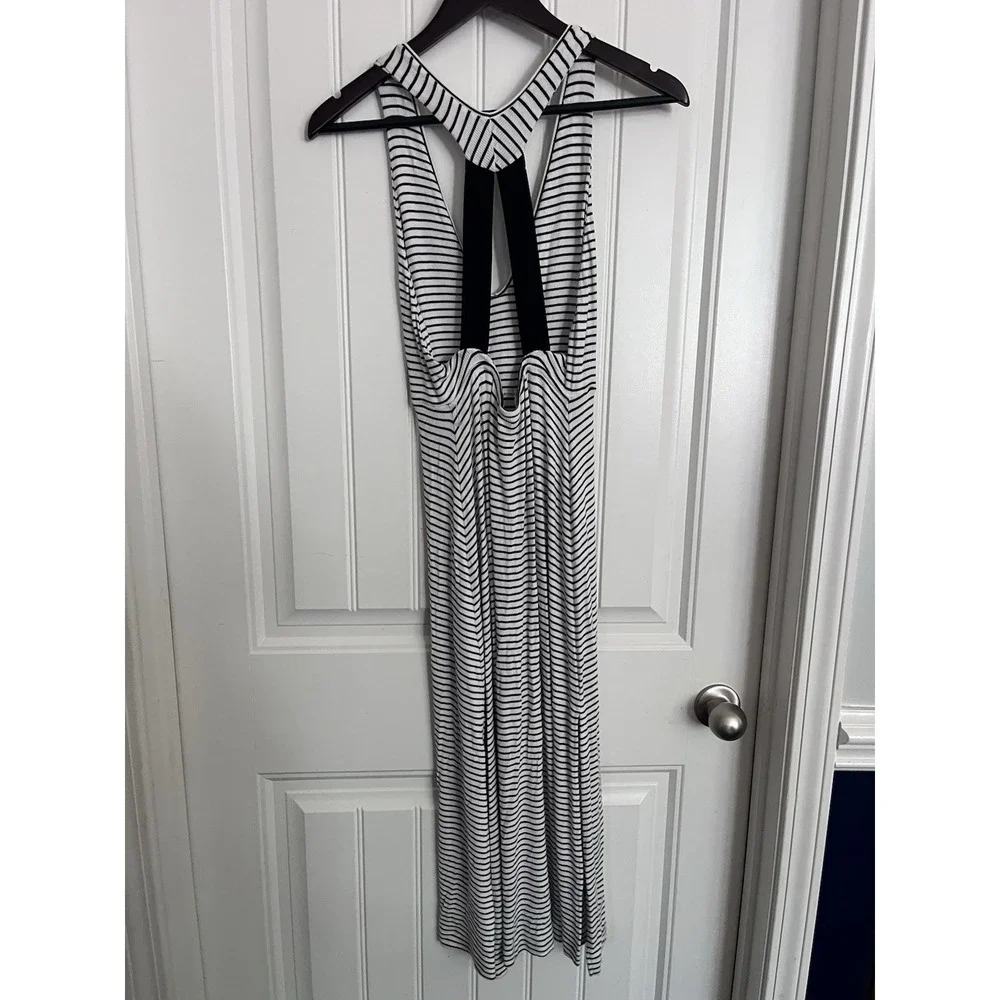 Free People Stripe Sleeveless Tank White Black Midi Womens Small‎ Summer 394